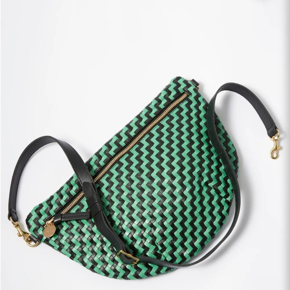 ClareV Green and Black Chevron Grande Fanny